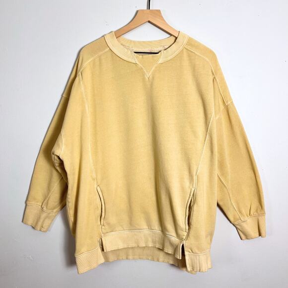 Free People FP Movement Over-Sized Yellow Sweatshirt Size Large - Picture 1 of 5